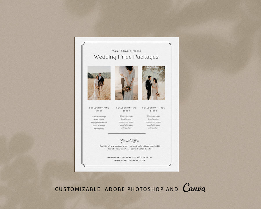 Wedding Photography Pricing Guide Template - PG088