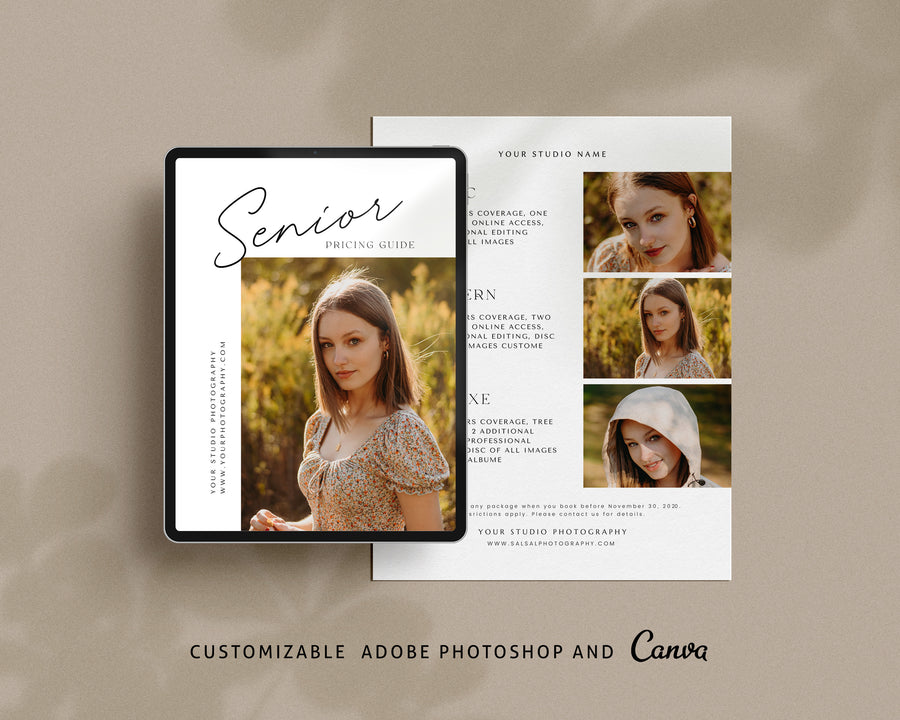 Senior Photography Pricing Guide Template - PG106