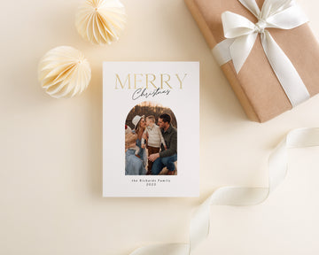 Gold Merry Christmas Card Template - CD485