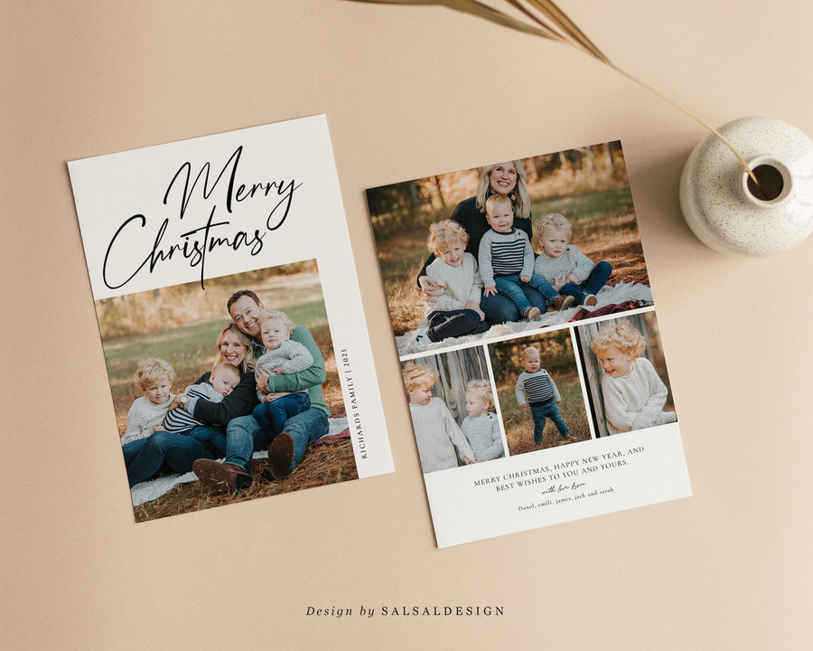Editable Christmas Canva & Photoshop Card Template, Christmas Editable Card, Christmas Printable Card, Christmas Editable Photo Card - CD358