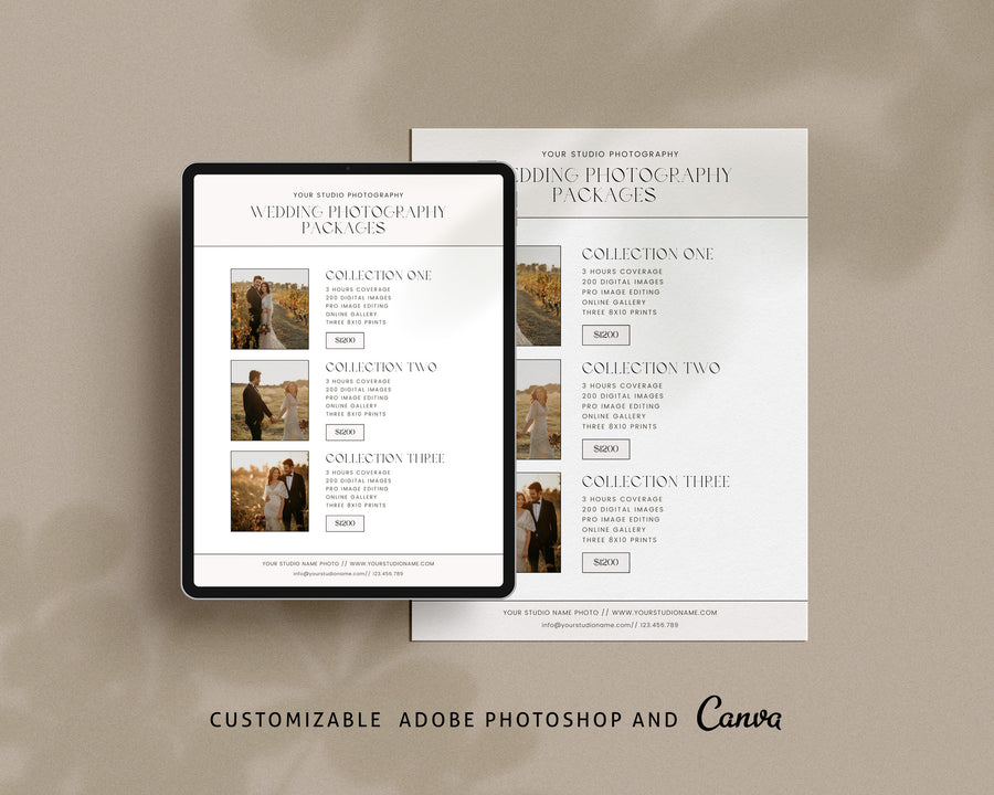 Wedding Photography Pricing Guide Template - PG097