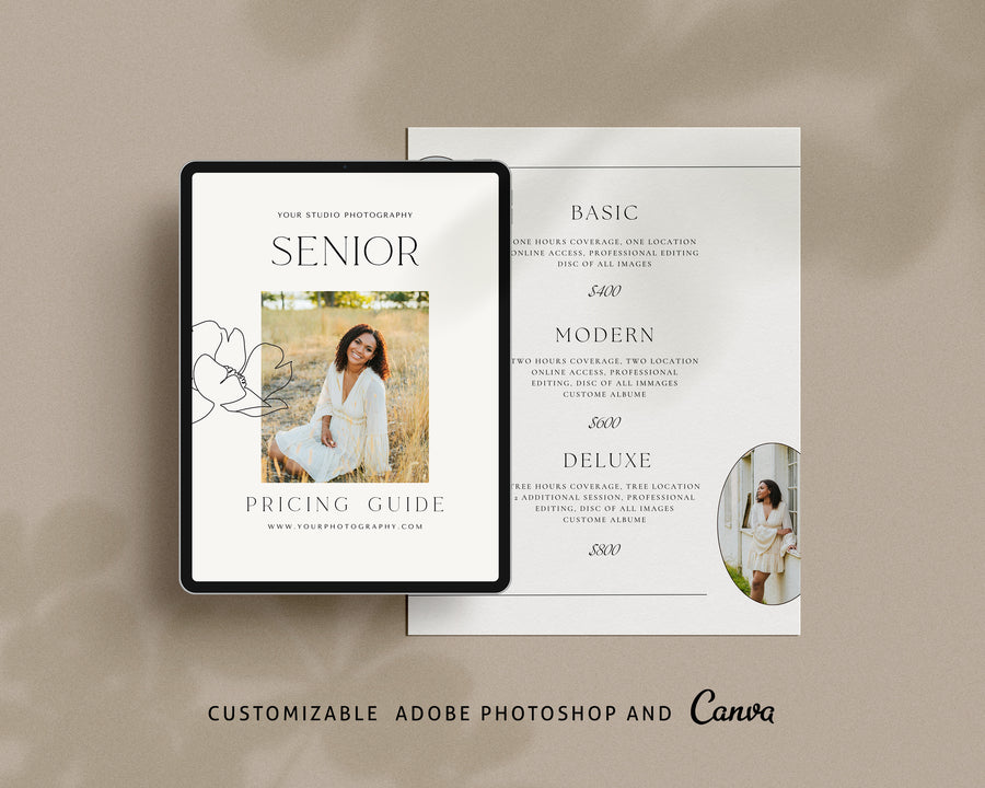 Senior Photography Pricing Guide Template - PG100