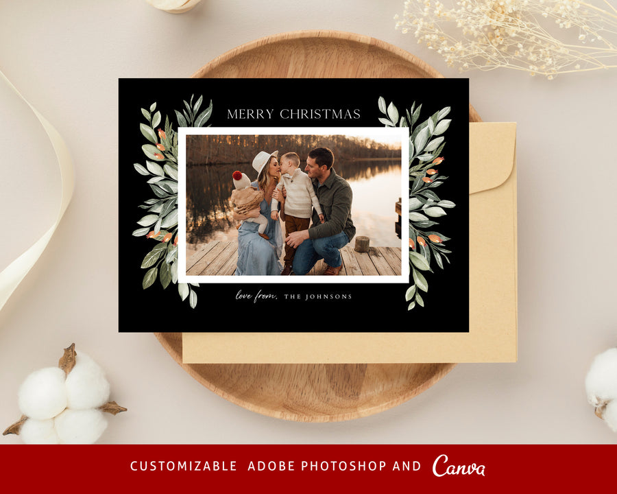 Editable Christmas Canva & Photoshop Card Template, Christmas Editable Card, Christmas Printable Card, Christmas Editable Photo Card - CD457