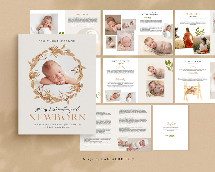 Canva Newborn Pre-written Welcome Guide, Newborn Session Prep Guide, Photoshop Marketing Brochure, Client style Guide Photographer magazine- MG033