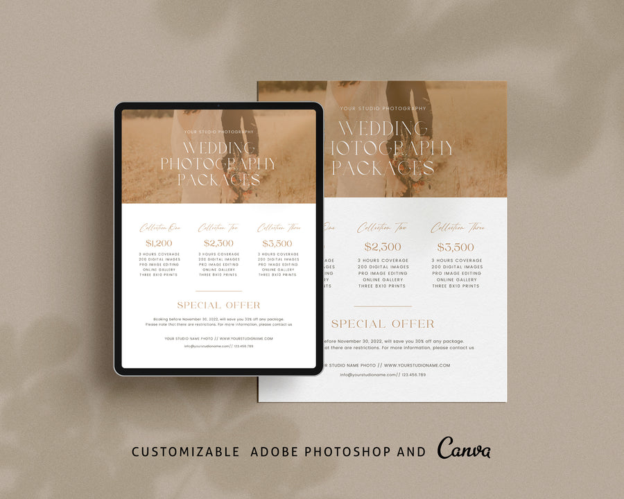Wedding Photography Pricing Guide Template - PG096