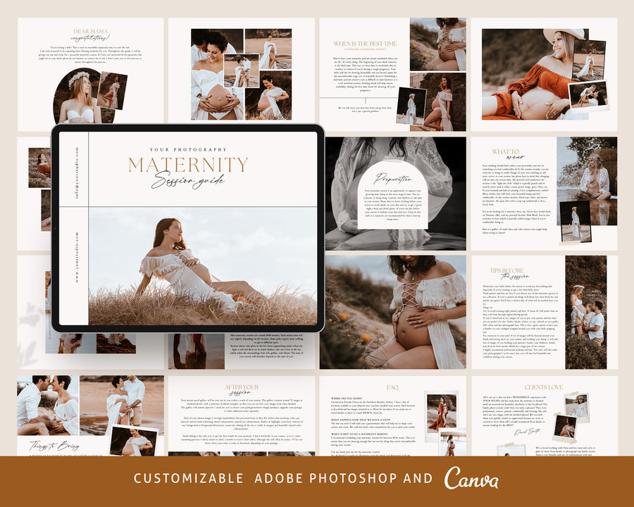 Maternity Session Style Guide Canva & Photoshop Template, Photography What to Wear, Maternity Session, Maternity Session Preparation - MG049