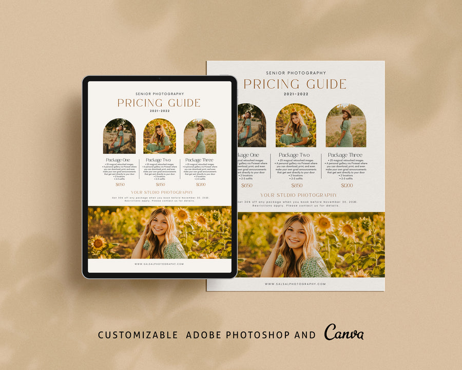 Senior Photography Pricing Guide Template - PG071