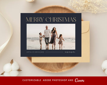 Merry Christmas Card Template, Editable Christmas photo Card Canva Template, Photoshop Happy Holiday Card Template, Holiday Photo Card 5x7 - CD467