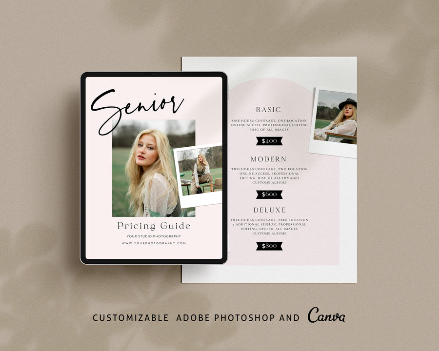 Senior Photography Pricing Guide Template - PG099