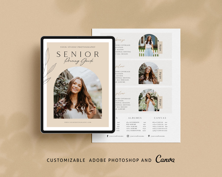 Senior Photography Pricing Guide Template - PG079
