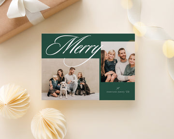 Collage Christmas Card Template, Merry Christmas Photo Card, Holiday card template, 5x7 Photoshop and Canva template for Family Photography - CD491