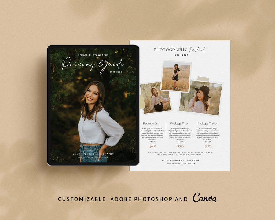 Senior Photography Pricing Guide Template - PG072