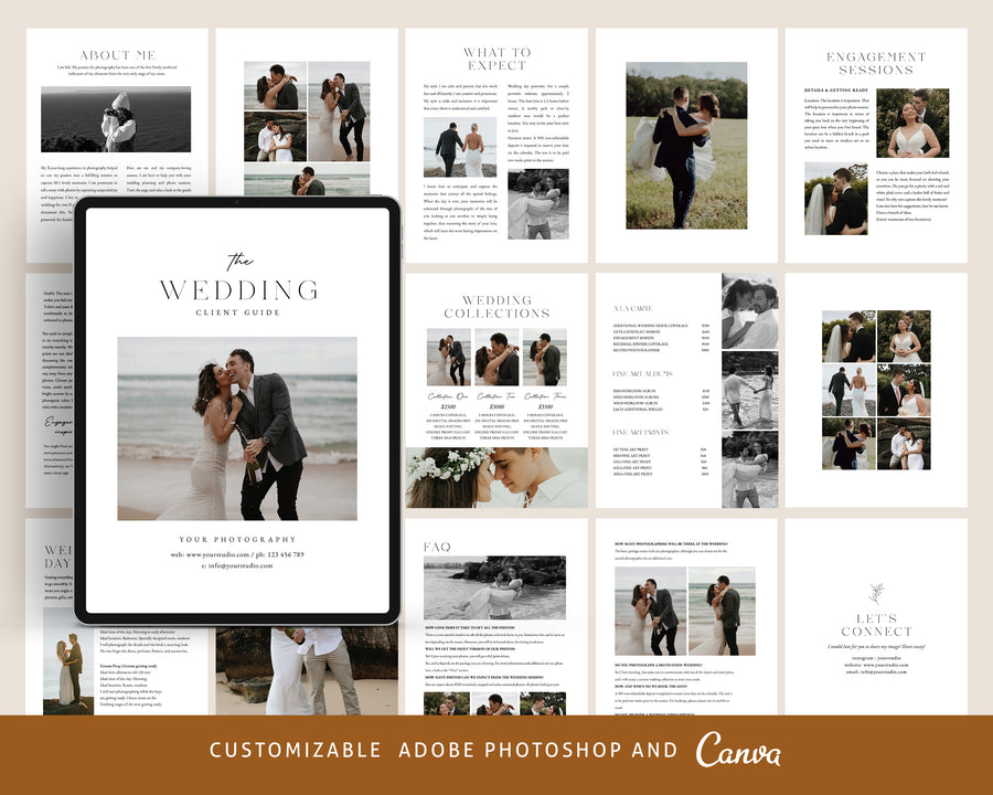 Photography Wedding Magazine Template, Photoshop Canva Template, Wedding Price Guide Brochure, Photographer Client Guide, Price List Template - MG075