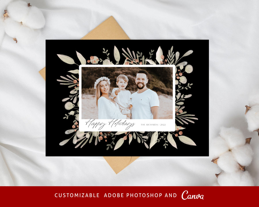 Editable Christmas Canva & Photoshop Card Template, Christmas Editable Card, Christmas Printable Card, Christmas Editable Photo Card - CD450