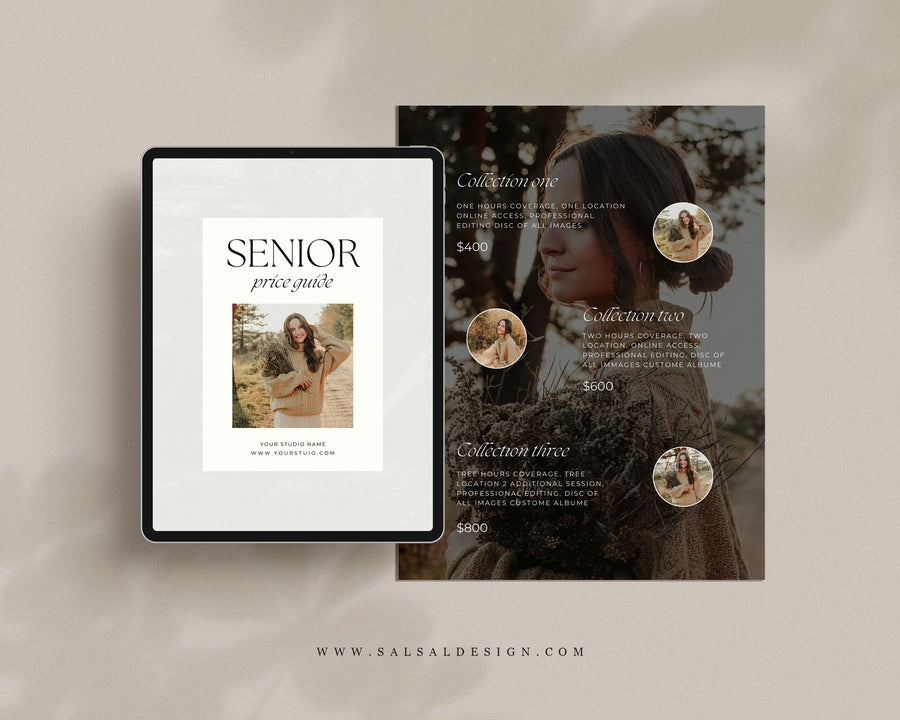 Senior Photography Pricing Guide Template - PG115