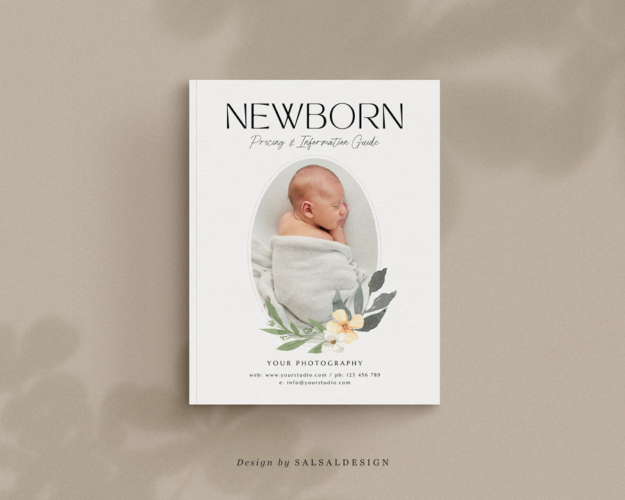 CANVA Newborn Photography style Guide magazine Template, Pre-written Newborn Welcome Guide Template, PSD Photoshop price list CANVA template - MG038