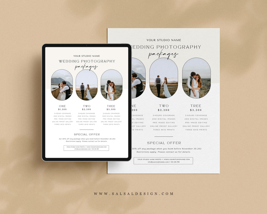 Wedding Photography Pricing Guide Template - PG082