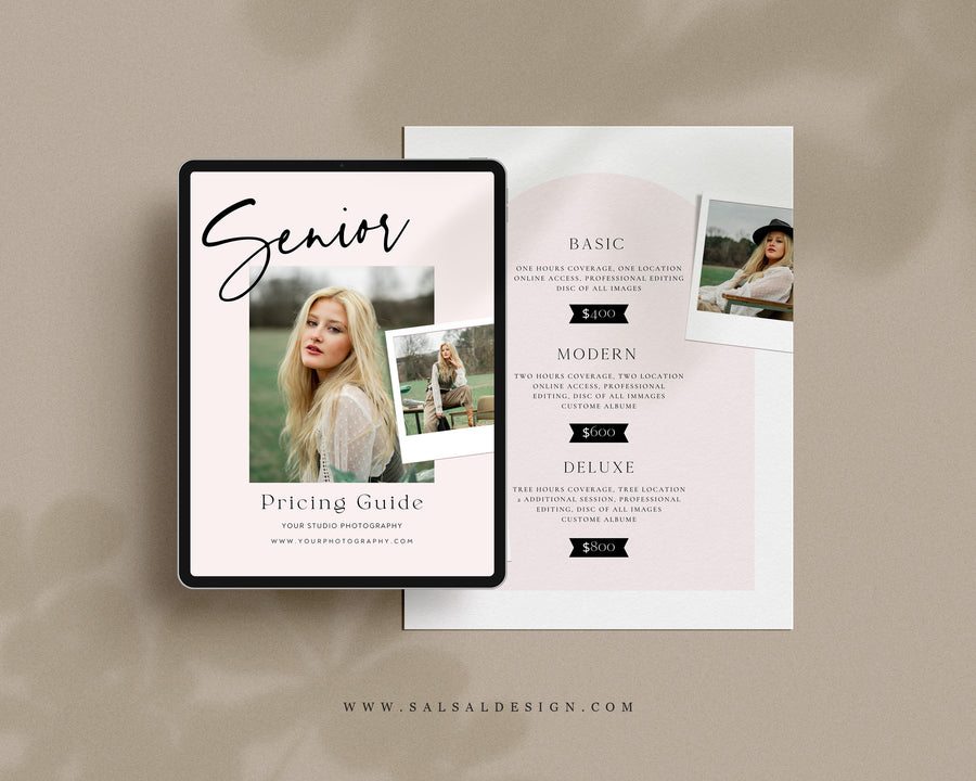 Senior Photography Pricing Guide Template - PG099