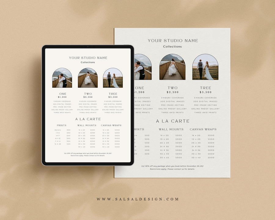 Photography Pricing Guide Template - PG081
