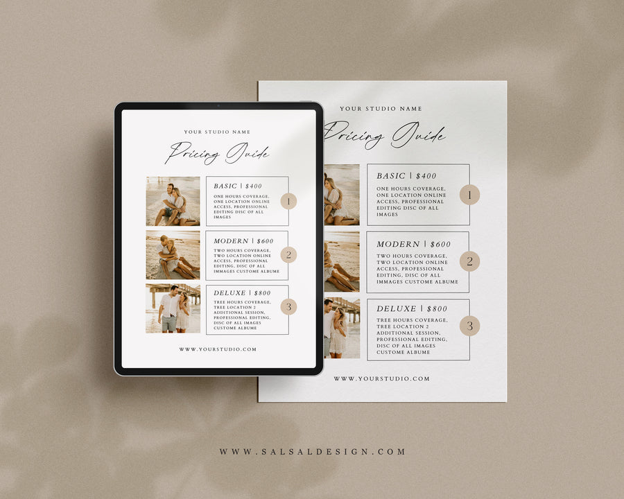 Photography Pricing Guide Template - PG105