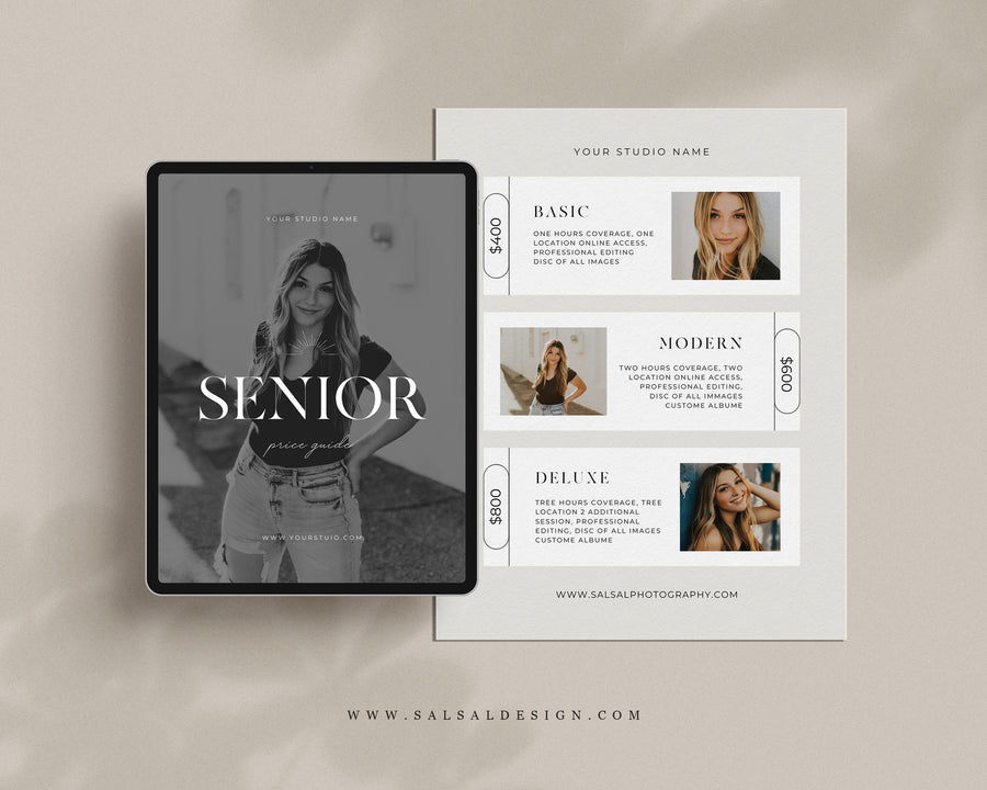 Senior Photography Pricing Guide Template - PG114