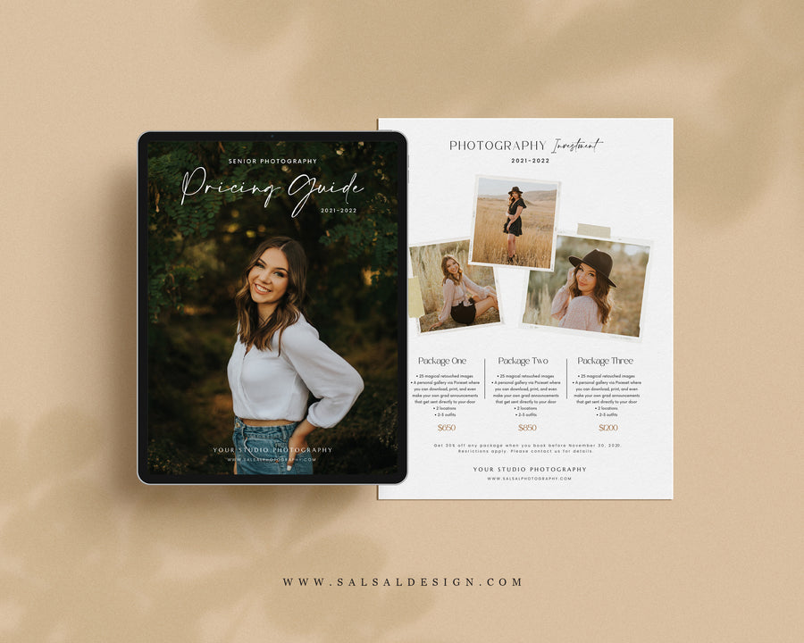 Senior Photography Pricing Guide Template - PG072