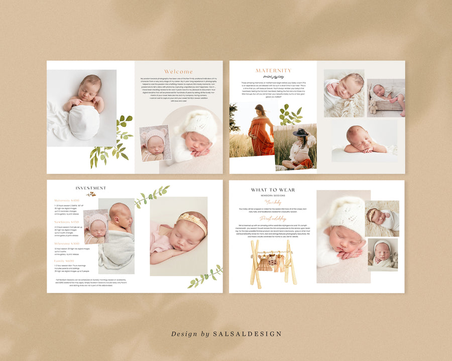 Canva Newborn Pre-written Welcome Guide, Newborn Session Prep Guide, Photoshop Marketing Brochure, Client style Guide Photographer magazine- MG033