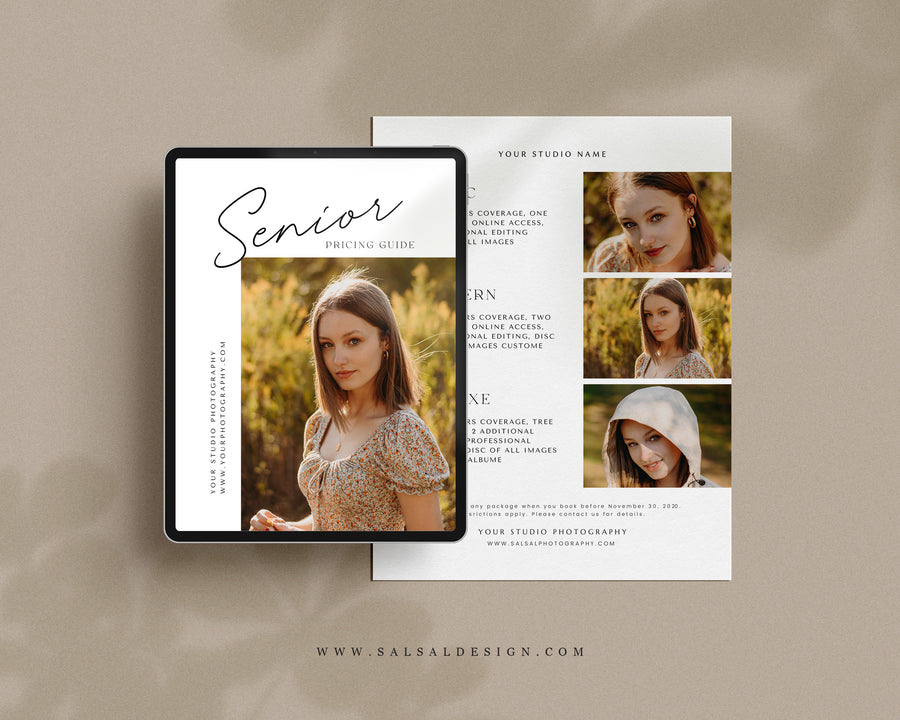 Senior Photography Pricing Guide Template - PG106