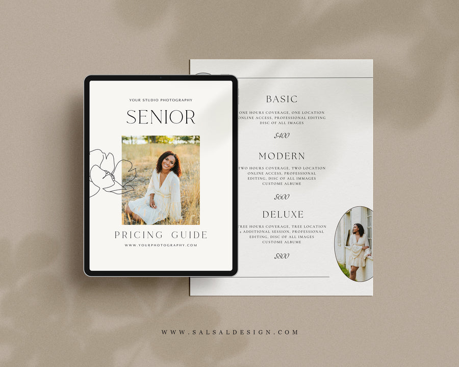 Senior Photography Pricing Guide Template - PG100