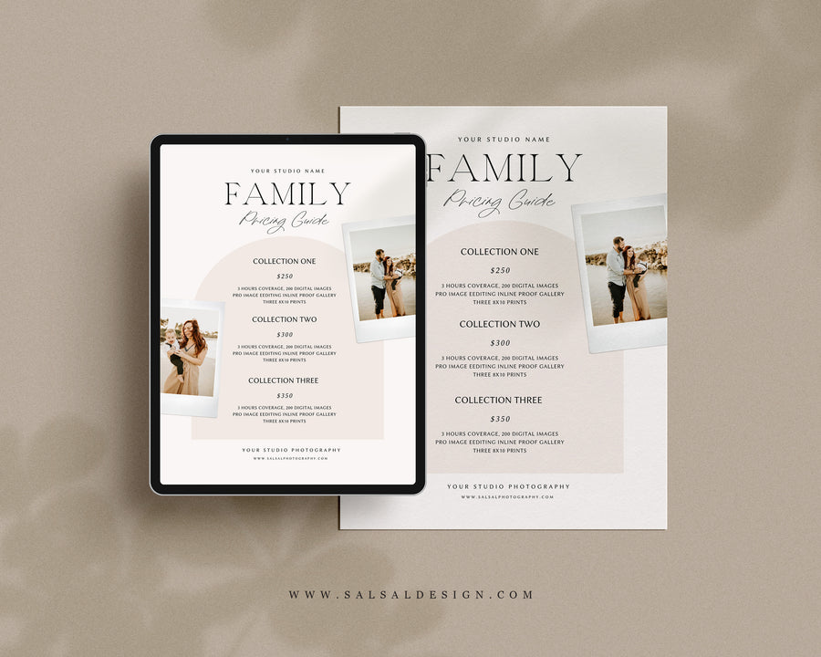 Family Photography Pricing Guide Template - PG103