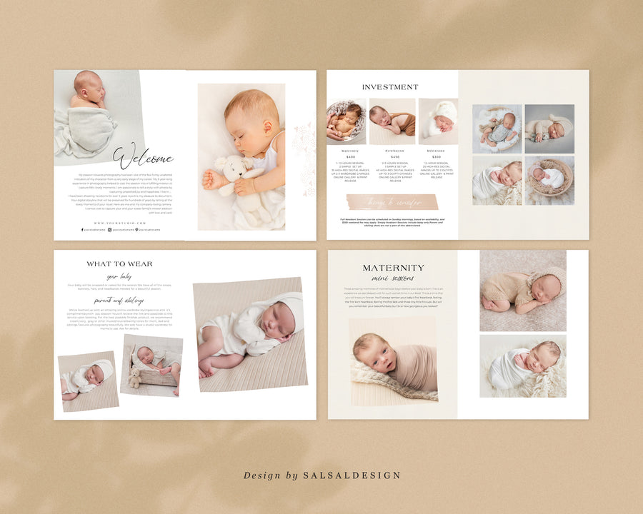 Newborn Photographer Welcome Guide Template, Canva Photography Magazine Template, Newborn Session Prep Guide, Photoshop Marketing What to wear- MG032