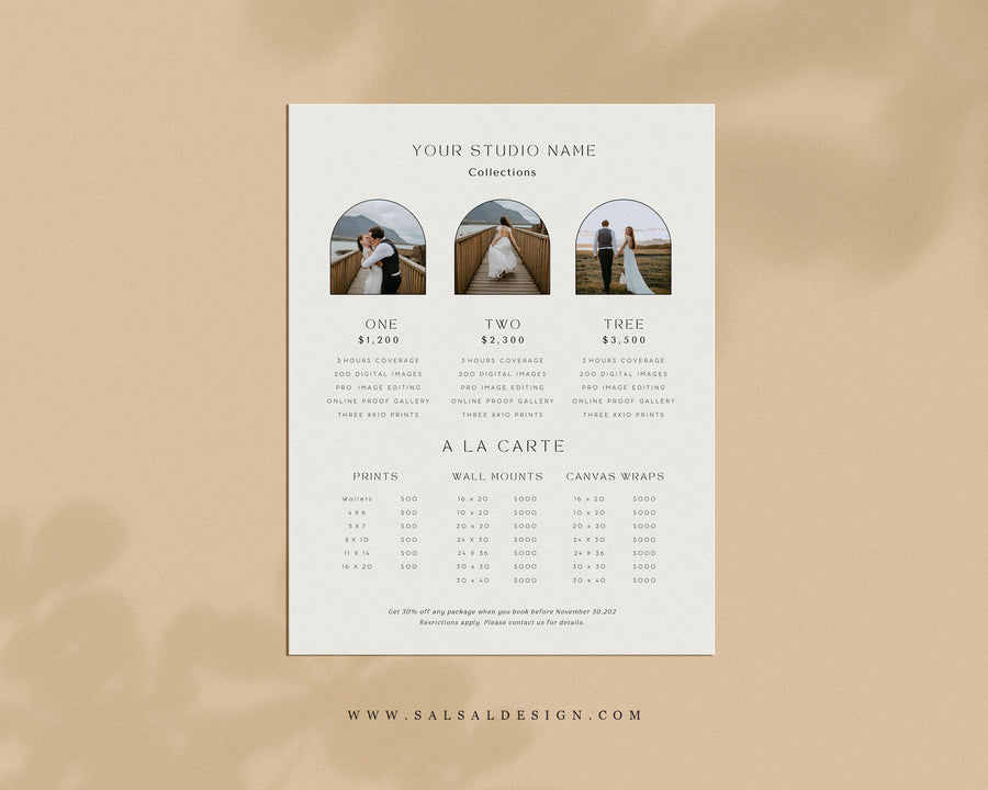 Photography Pricing Guide Template - PG081