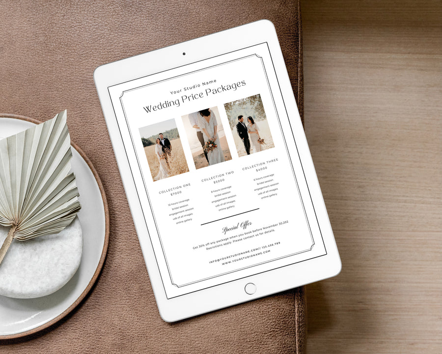 Wedding Photography Pricing Guide Template - PG088
