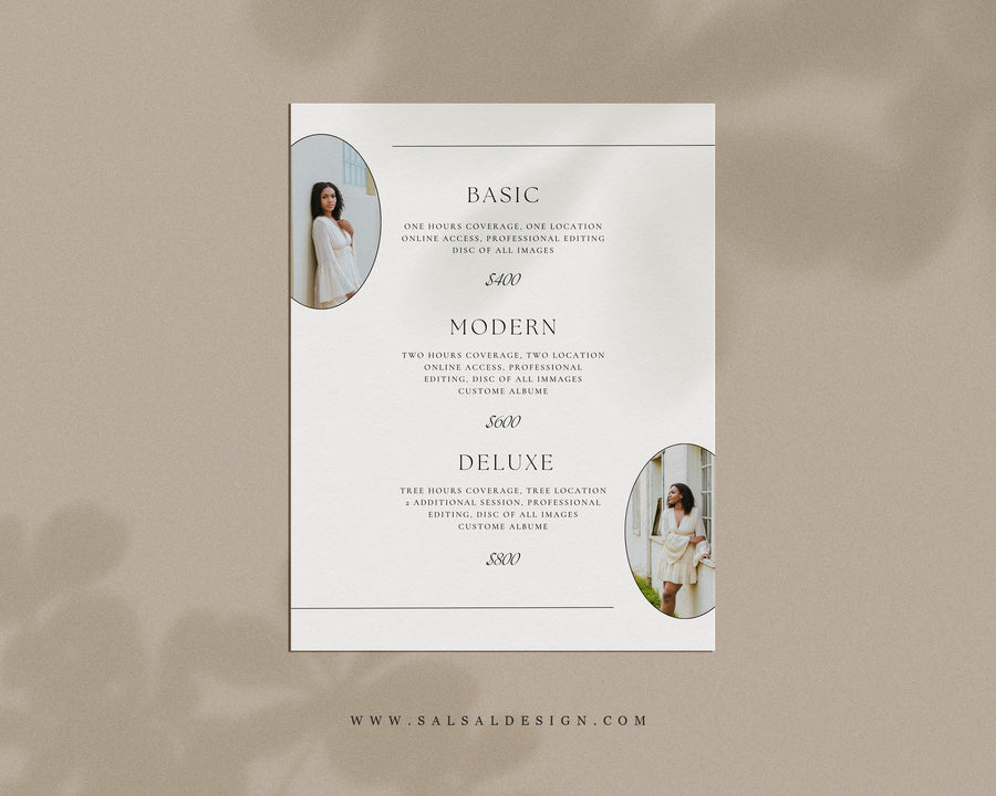 Senior Photography Pricing Guide Template - PG100