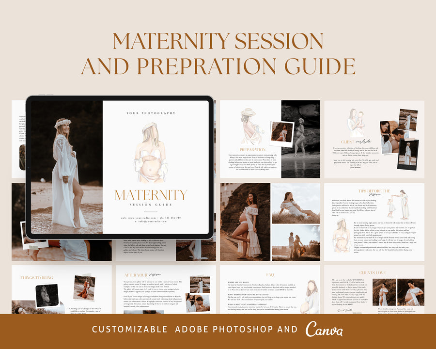 Maternity Session Style Guide Canva & Photoshop Template, Photography What to Wear, Maternity Session, Maternity Session Preparation - MG053