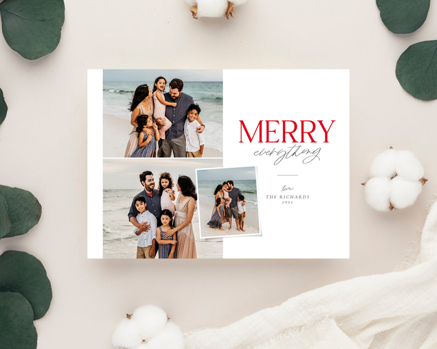 Editable Christmas Canva & Photoshop Card Template, Christmas Editable Card, Christmas Printable Card, Christmas Editable Photo Card - CD453