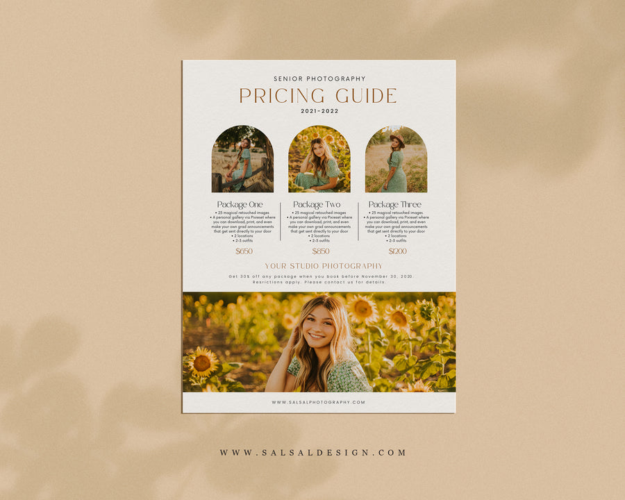 Senior Photography Pricing Guide Template - PG071