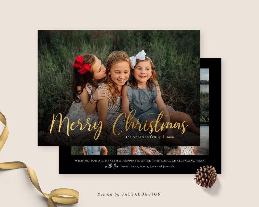 Christmas Card Photoshop Template, Christmas Print Card, Holiday Card Template, Christmas Family Card, Christmas Photo Card - CD295