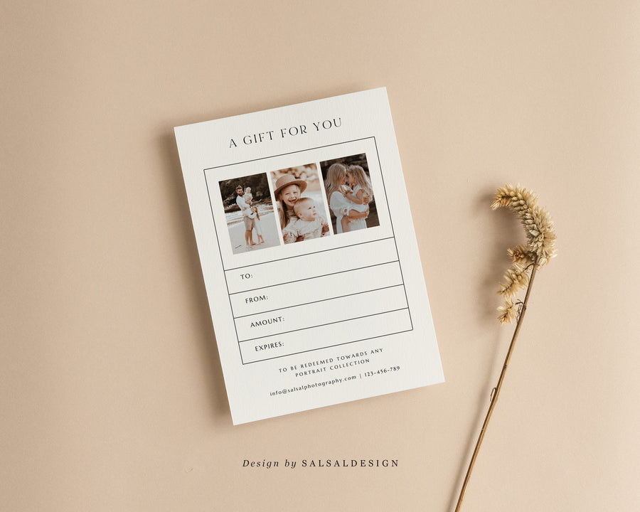 Studio Gift Certificate Card Template - GC092