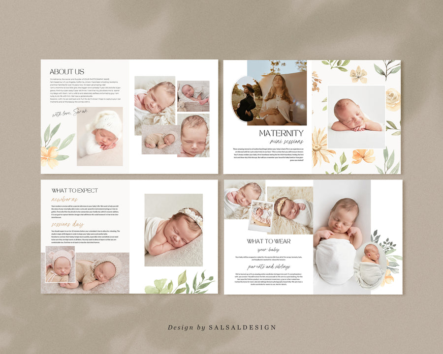 CANVA Newborn Photography style Guide magazine Template, Pre-written Newborn Welcome Guide Template, PSD Photoshop price list CANVA template - MG038