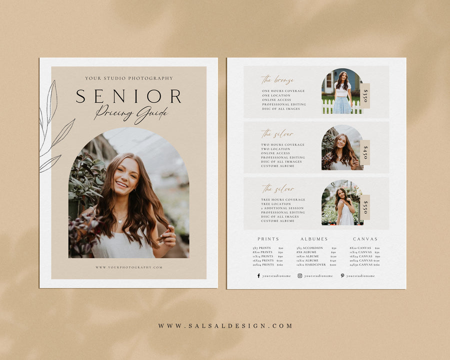 Senior Photography Pricing Guide Template - PG079