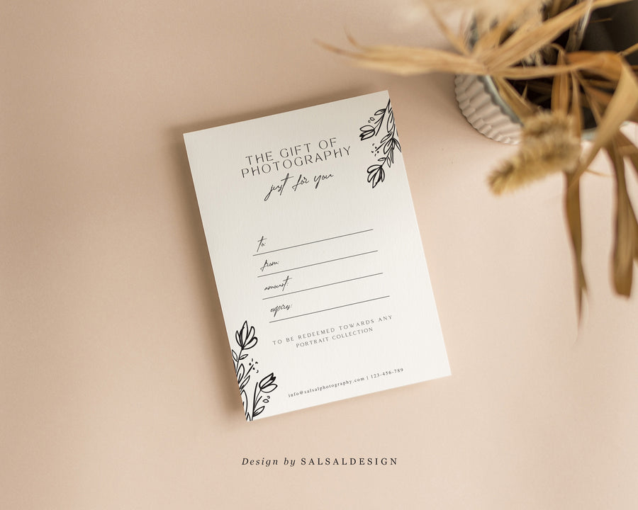 Studio Gift Certificate Card Template - GC076