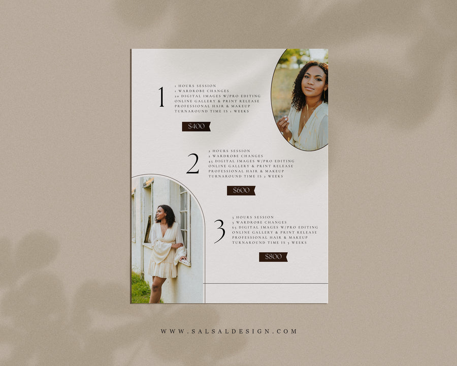 Senior Photography Pricing Guide Template - PG098