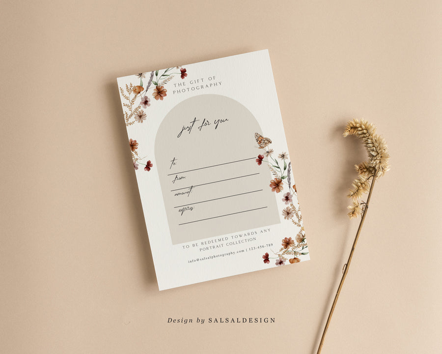 Studio Gift Certificate Card Template - GC087