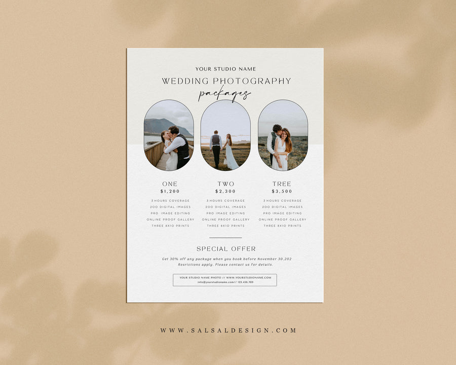 Wedding Photography Pricing Guide Template - PG082