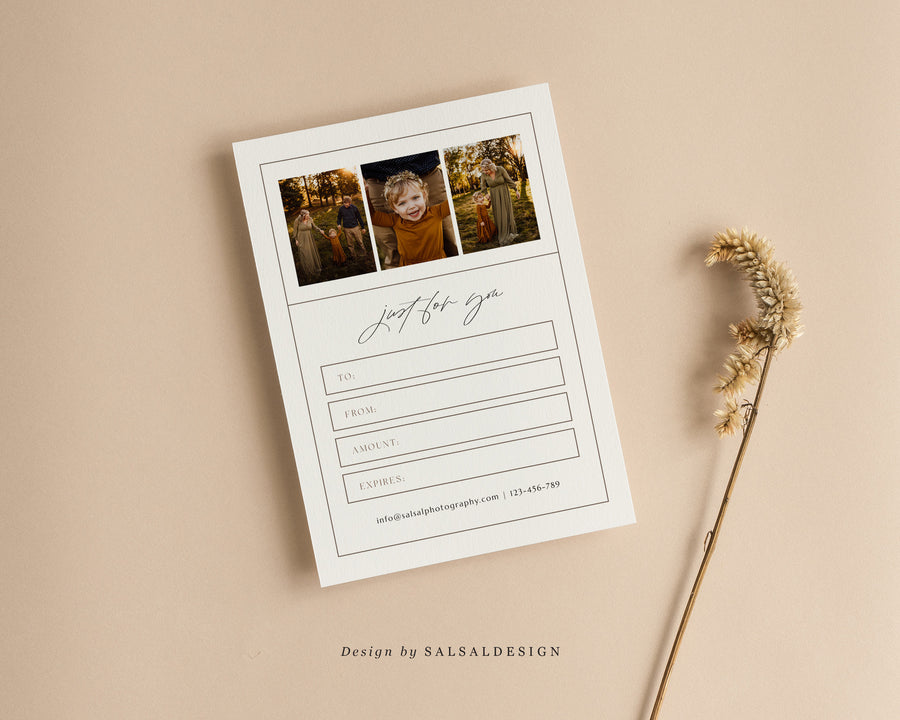 Studio Gift Certificate Card Template - GC083