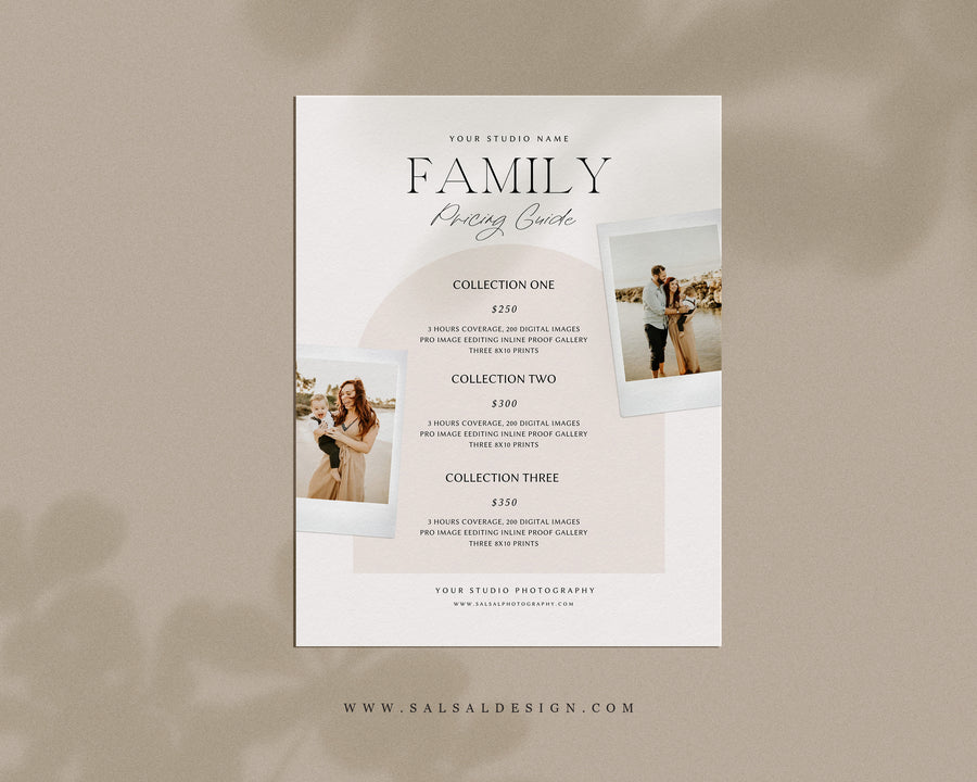 Family Photography Pricing Guide Template - PG103