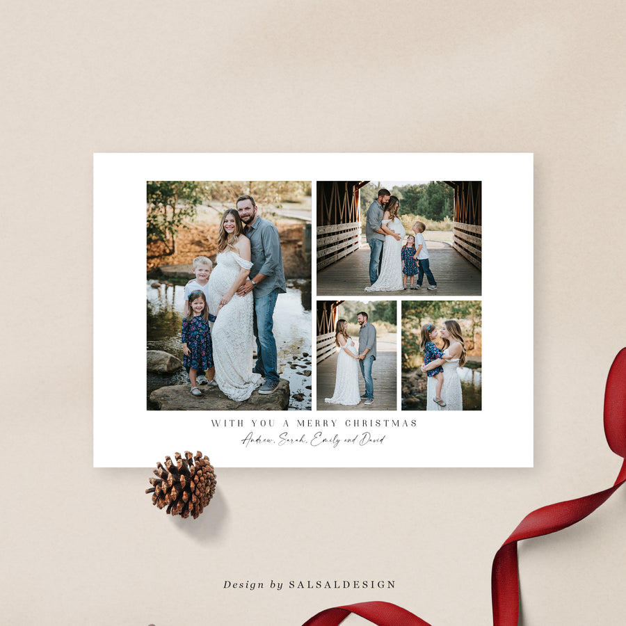 Canva Holiday card Template 5x7, 4x6 Printable Christmas Card Template, Editable Happy Holiday card, Holiday photo card Photoshop template - CD204