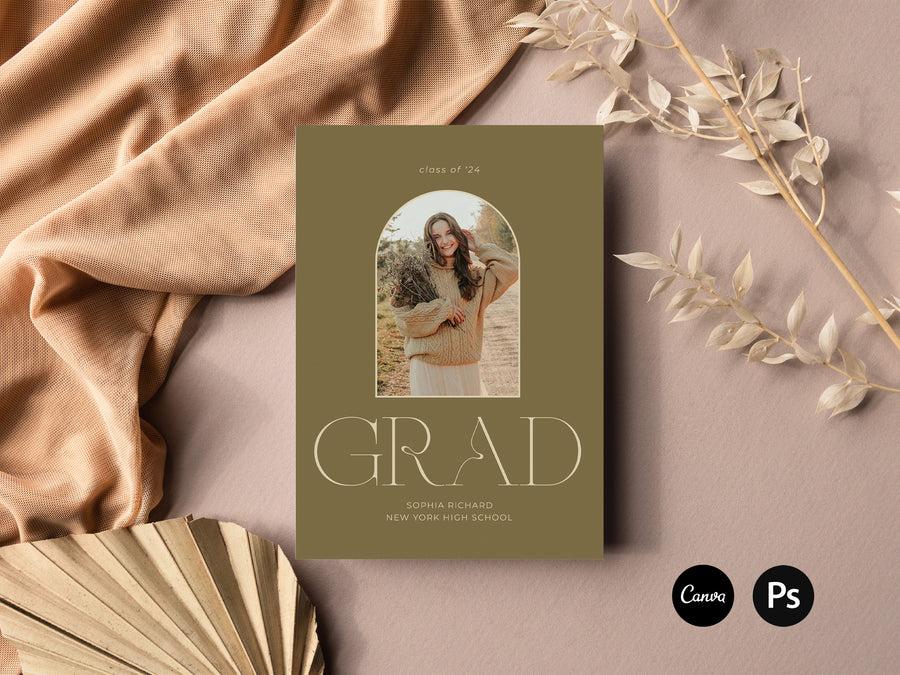 Graduation Announcement and Invitation Card Template - G455