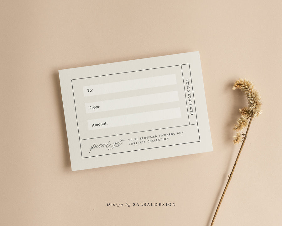Studio Gift Certificate Card Template - GC078